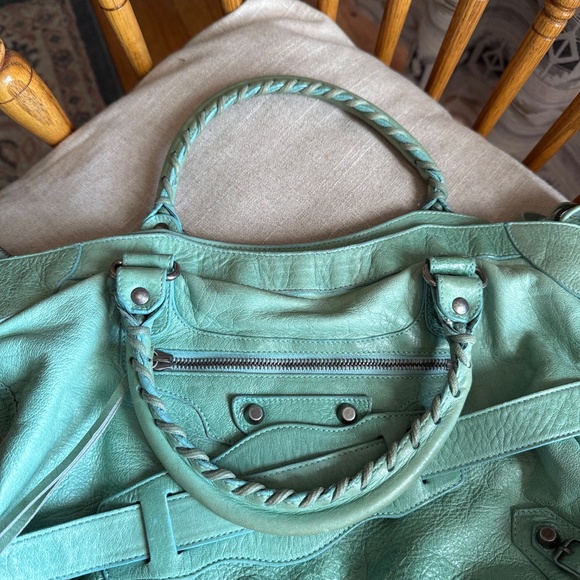 BALENCIAGA S/S 2004 City Bag, Seafoam, Chevre Leather/Pewter HW - Rare, HTF! - Picture 10 of 16